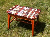 Piano Bench Covered With Woven Leather Recycled Belts 8 small
