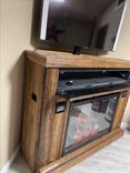Custom Barnwood  Electric Fireplace Cabinet With Remote Raising Tv 3 small