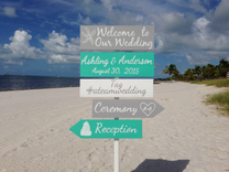 Wedding Welcome Sign, Aqua Beach Wedding Decor 2 small