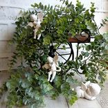 Hand Painted Chippy White Cherub Ornaments Set/2 Clip On Towel Curtain Decor 5 small