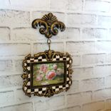 Courtly Picture Frame Black And White Checks With Pink Rose Decor Checked Frame 4 small