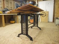 Industrial Drafting Desk With Reclaimed Wood Top 4 small