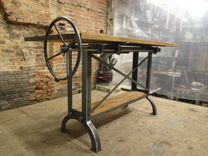 Stand Up Industrial Drafting Table With Oak Top 1 small