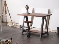 Walnut French Industrial Work Station 2 small