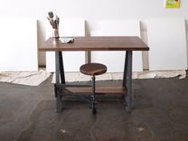Walnut French Industrial Work Station 3 small