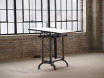Large Walnut Industrial Drafting Table Desk 1 small