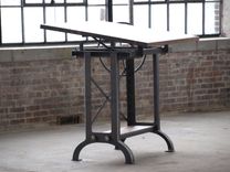 Large Walnut Industrial Drafting Table Desk 4 small