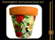 Painted Flower Pot, Bird, Custom, Hand Painted, Flower Pot, Pottery, Eight Anniversary, 8th, 2 small