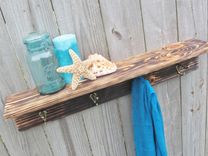 Rustic Wood Shelf With Hooks Made From Reclaimed Pallet Wood Coat Rack 1 small