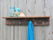 Rustic Wood Shelf With Hooks Made From Reclaimed Pallet Wood Coat Rack 4 small