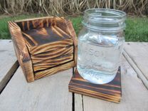 Coaster Set Of 4 With Holder Made From Reclaimed Pallet Wood 1 small