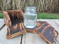 Coaster Set Of 4 With Holder Made From Reclaimed Pallet Wood 4 small