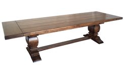 Rustic Alder Trestle Table And Bench Set 5 small
