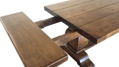 Rustic Alder Trestle Table And Bench Set 4 small