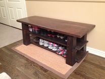 Genkan Bench / Entryway Bench In White Oak And Fir 4 small