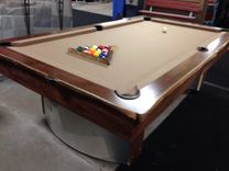 Walnut Slab Pool Table With Metal Legs 2 small