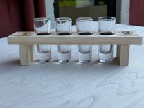 Custom Laser Engraved Shot Flight - Wooden Flight Board For 4 Shot Glasses 3 small