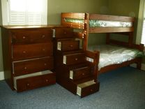 Twin Over Queen Bunk Bed Suite With Staircase Storage And Dresser 4 small