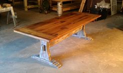 Reclaimed Barn Wood Trestle Table 1 small