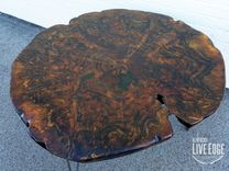 Large Live Edge Coffee Table- Round- Walnut- Burl- Big Coffee Table- Circular- Dark Wood 2 small
