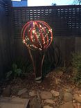 Wine Barrel Yard Sculpture Or Yard Art With Lights 1 small