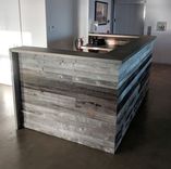 Silvered Reclaimed Barnwood And Stainless Steel Reception Desk 2 small
