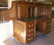Clark Model Quarter Sawn White Oak Roll Top Desk 3 small