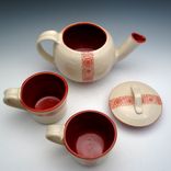 White Pottery Tea Set With Red Flowers 1 small