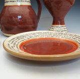 Pottery Communion Set In Plum Red And Cream 5 small