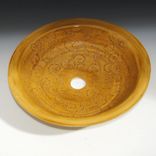 Thrown Pottery Sink With Engraved Chrysanthemum Design In Golden Yellow 1 small