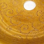 Thrown Pottery Sink With Engraved Chrysanthemum Design In Golden Yellow 3 small