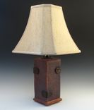Brown Table Lamp Reminiscent Of A Steamer Trunk 1 small