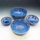 Blue Pottery Nesting Bowls 2 small