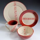 Dinner Plate With A Stripe Of Flowers - Choose Your Glaze Color 2 small