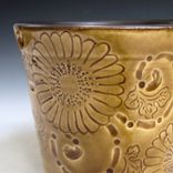 Ceramic Mug In Golden Yellow And Black With Chrysanthemums 4 small