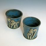 Ceramic Tumblers With Fiddlehead Ferns In Blue 2 small