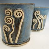 Ceramic Tumblers With Fiddlehead Ferns In Blue 5 small
