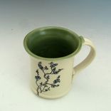 Pottery Mug With Small Flowers In Black And Blue 1 small