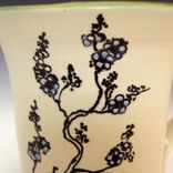 Pottery Mug With Small Flowers In Black And Blue 3 small