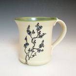 Pottery Mug With Small Flowers In Black And Blue 4 small