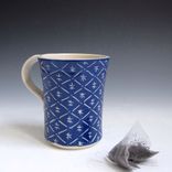 Blue Stoneware Mug With White 4 small