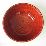 Pottery Serving Bowl In Cream With Stripes Of Red Flowers 3 small