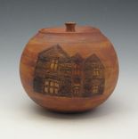 Lidded Jar With Houses 1 small