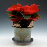 Planter With Attached Saucer In Slate Blue 2 small