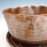 Small Pottery Planter In Bronze With Attached Saucer 3 small