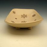 Large Ceramic Bowl With Snowflakes In Cream And Red 1 small