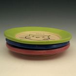Small Pottery Plate With Dog In Blue 1 small