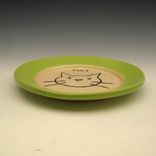 Hand Made Ceramic Plate With A Cat In Green 2 small