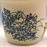 Pair Of Pottery Coffee Mugs With Drawings Of Black Flowers 5 small