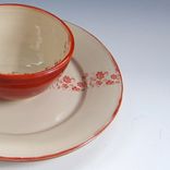 Pottery Place Setting With Delicate Stripes Of Flowers 1 small